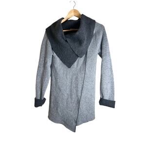 Chiaramente Made in Italy Women’s Gray Wool Blend Chunky Collar Cardigan Small
